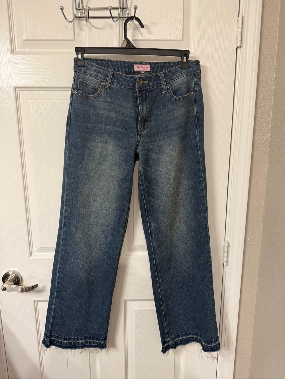 Juicy Couture Medium Blue Wide-Leg Jeans with Frayed Hem